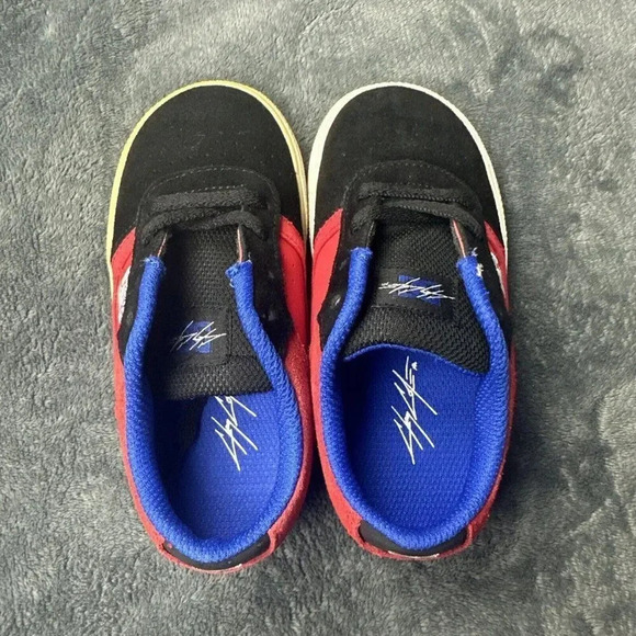 DC Chris Cole Red Black Leather Suede Skate SHOES Kids Toddler Size 9 Sneakers - Picture 14 of 16